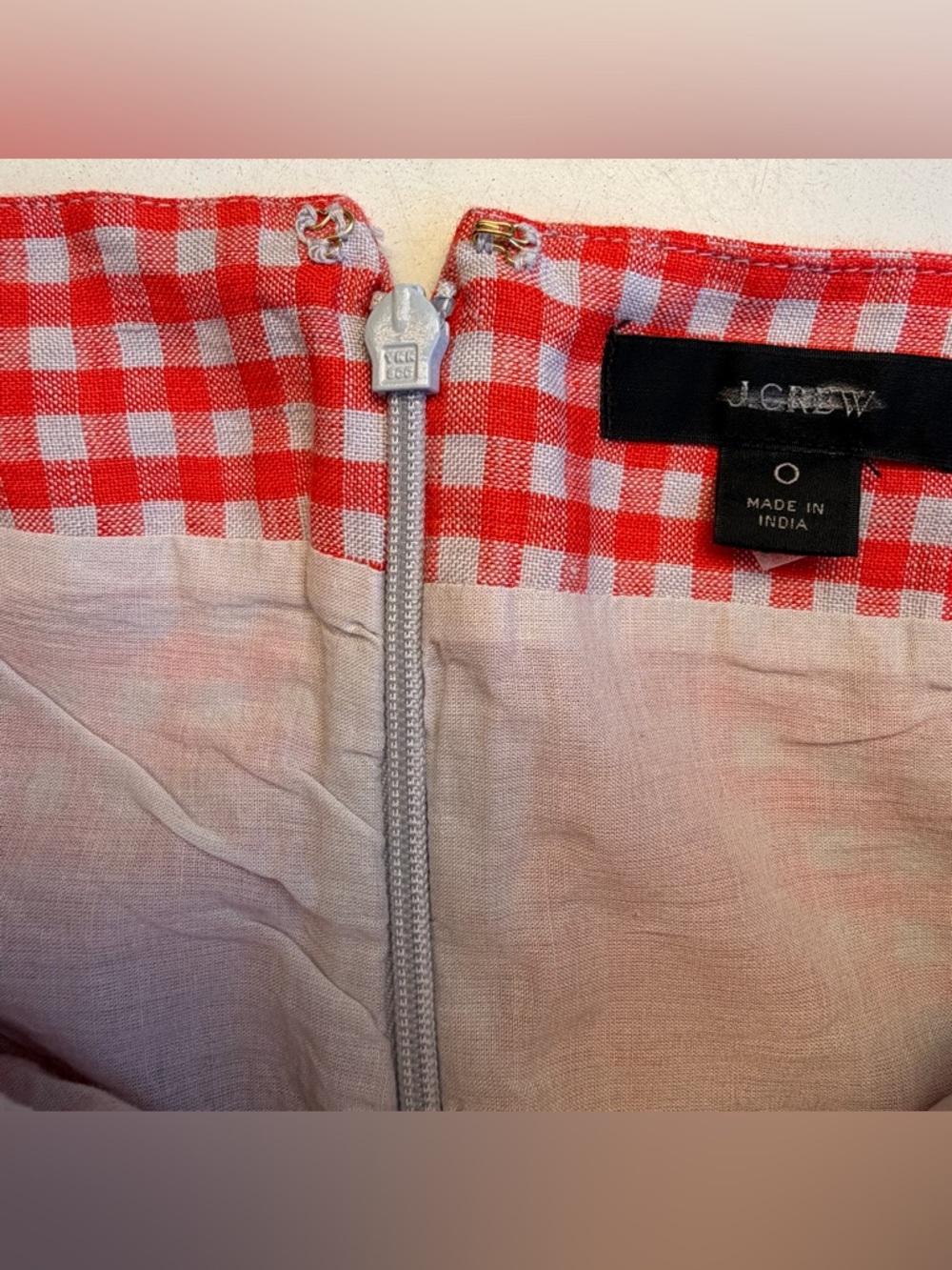 J. Crew Red and Baby Blue Gingham Romper Jumpsuit - Size 0 - Picture 5 of 7
